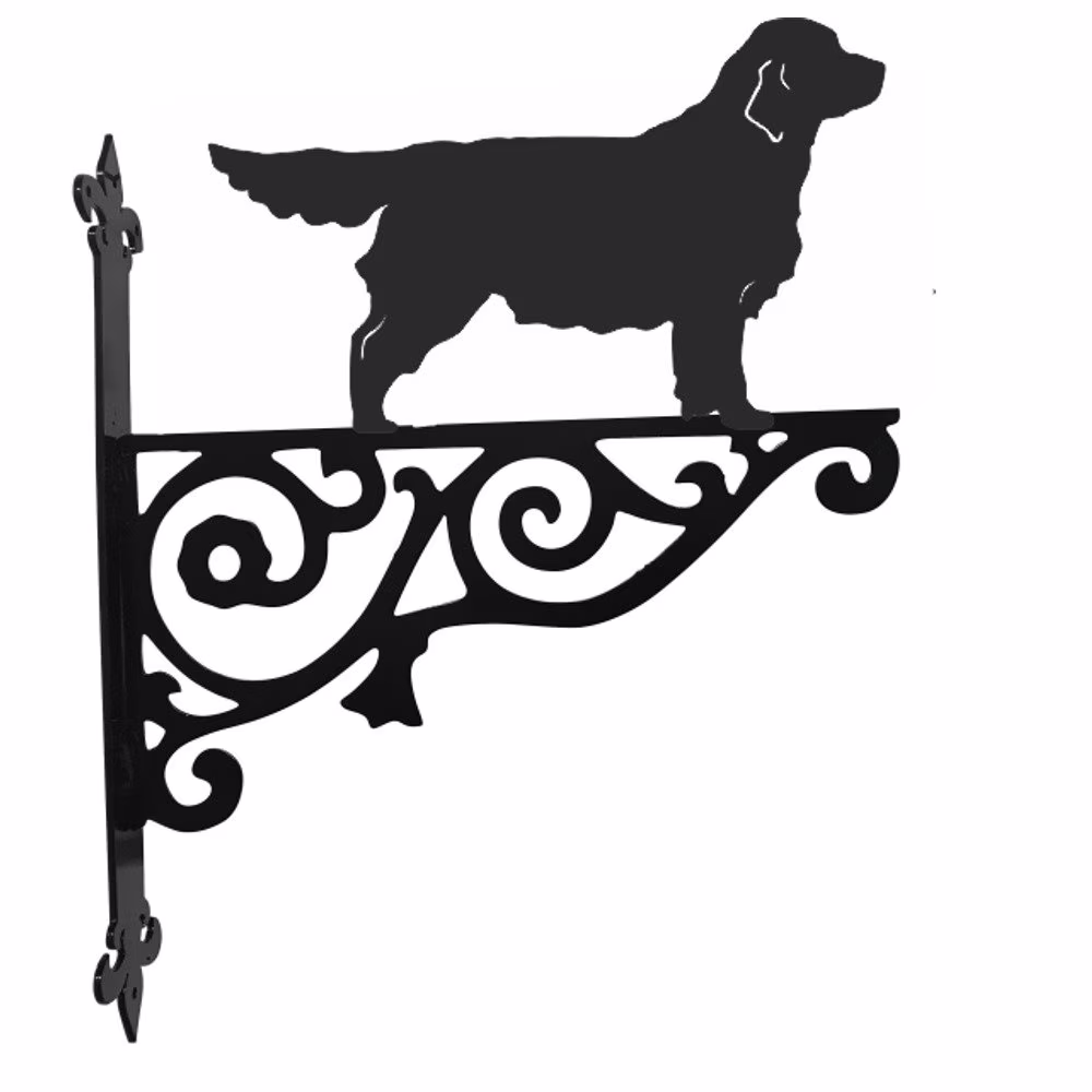 Golden Retriever Ornamental Hanging Bracket - Contemporary Basket Wall Mounted Decorative Garden Black
