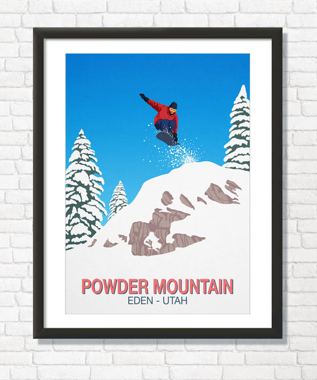 Powder Mountain Snowboard Poster