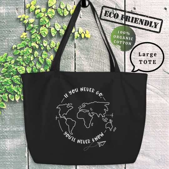 Wanderlust Tote Bag Organic Tote Eco Gift For Traveler Gift Idea Graduation Go Travel