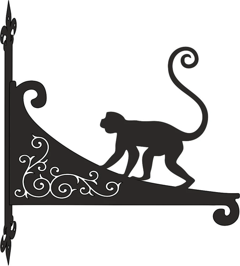Monkey Ornamental Scroll Hanging Bracket