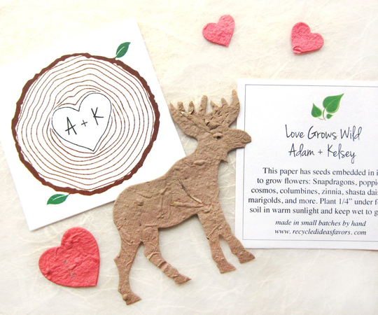20 Woodland Moose Seed Paper Baby Shower Favors - Flower Seeds