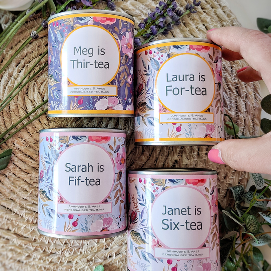 Birthday Tea Set With Personalised Messages On Tea Bags