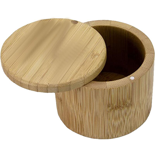 Fvbjd - Totally Bamboo Salt Cellar Bamboo Storage Box with Magnetic Swivel Lid,Salt Engraved on Lid French