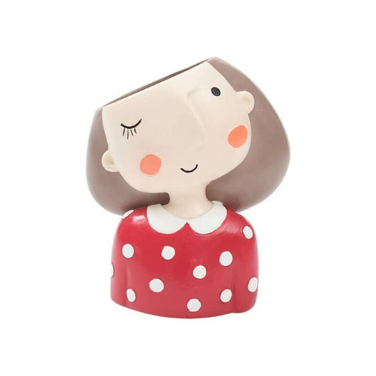 Bearsu - Novelty Cute Girls Head Succulent Planter Pot White Bonsai Cactus Flower Pots Plant Pots Planters Container Resin Succulent Planter Desk