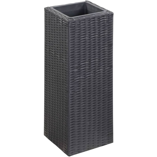 Asupermall - Garden Raised Bed 28x28x80 cm Poly Rattan Black