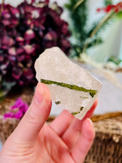 Grade Aaa Natural Green Tourmaline Specimen On Quartz Crystal Healing
