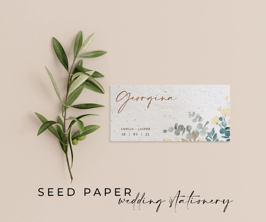 Plantable Seed Paper Eco-Friendly Sustainable Biodegradable Wedding Party Placecard Place Name - Saddleworth