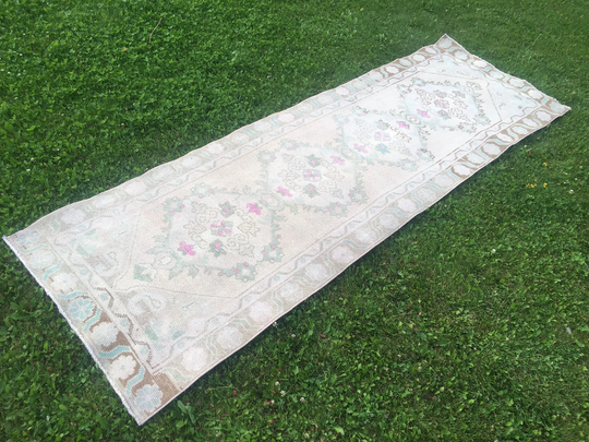 Vintage Runner, Oushak Runner, Turkish Runner .handmade Oushak Runner, Runner Rug, Small .2'11"x9