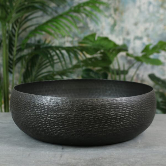 Graphite Hampstead Bowl | Large Indoor Metal Planter - Fast & Free UK Delivery