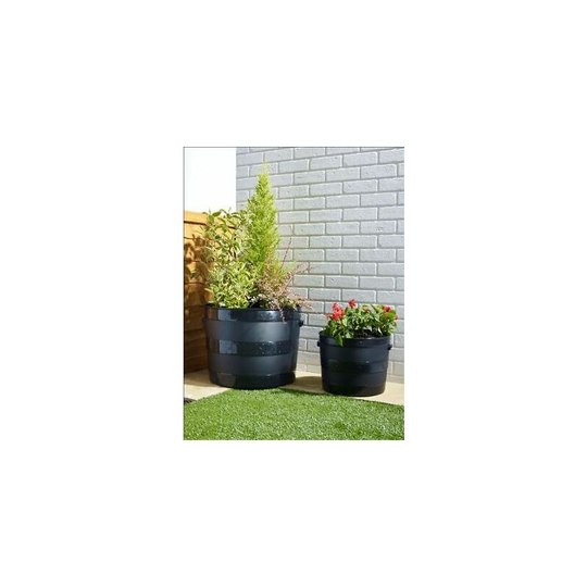 Blacksmith garden planter barrel design garden patio indoor/outdoor black