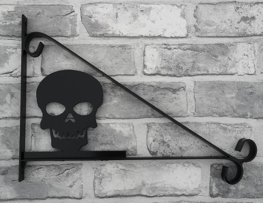 Skull Scroll Style Hanging Basket Bracket