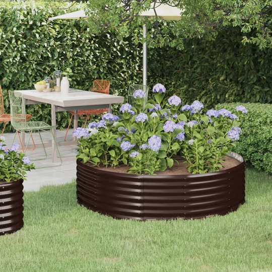 Asupermall - Garden Planter Powder-coated Steel 140x140x36 cm Brown