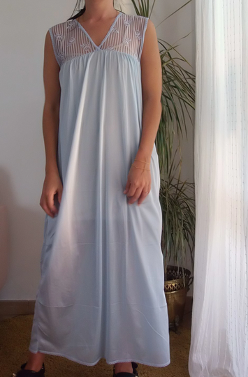 Vintage Baby Blue Maxi Nightgown's/90's Powder Long Lace Dress