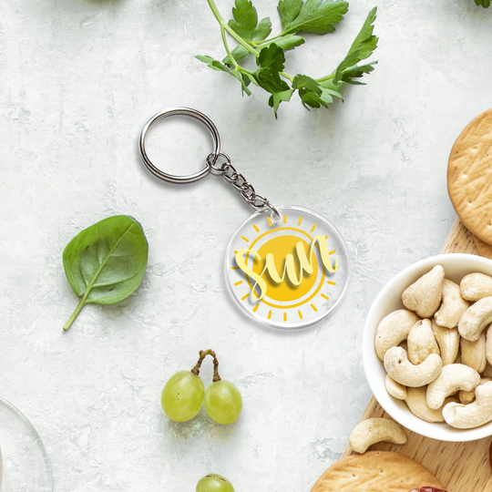 Summer, Sun, Sunshine, Starfish, Vibes, Sunny, Keychain, Acrylic, Yellow, Green, Vinyl