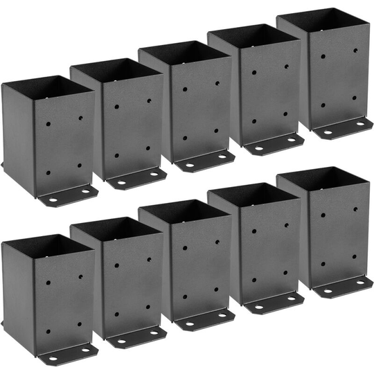 VEVOR 4 x 4 Post Base 10 PCs, Deck Post Base 3.6 x 3.6 inch, Post Bracket 2.5 lbs Fence Post Anchor Black Powder-Coated Deck Post Base with Thick