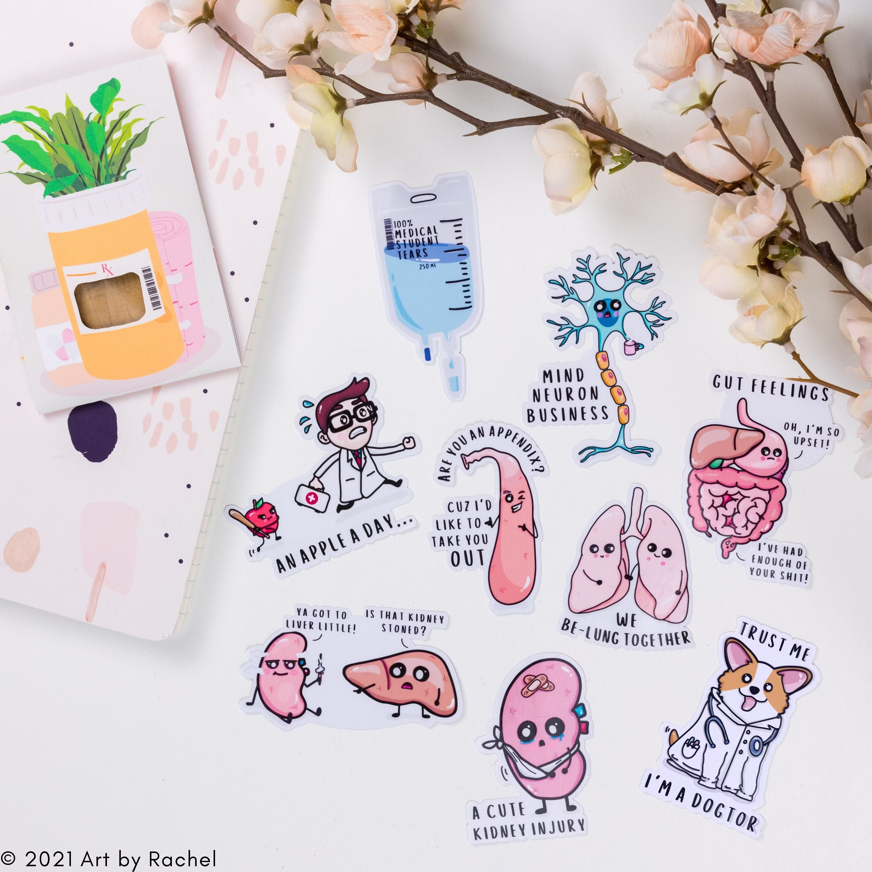 Medical Pun Stickers | Science, Medicine, Pre-Med, Anatomy Water Bottles, Laptops