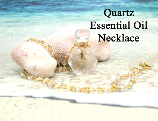Quartz Essential Oil Vial Necklace/Rosary Chain Spell