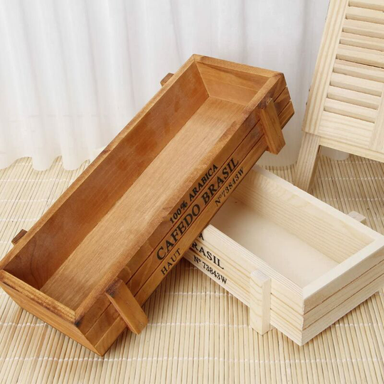 Wooden Outdoor Garden Planter, Rectangular Flower Box, Outdoor Balcony Planter, Indoor & Outdoor Plant Pot 2pcs - Litzee