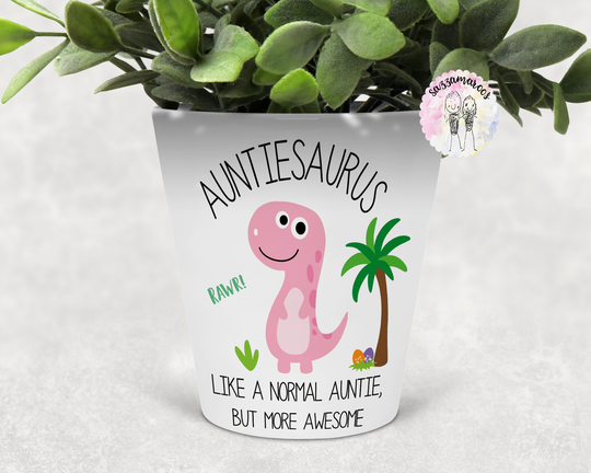 Auntie Gift | Auntie Plant Pot| Auntiesaurus| Dinosaur Birthday Christmas Gift For Aunt| Bad Influence Mug Funny Aunt