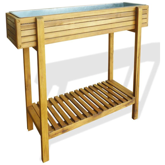 Devenirriche - Raised Garden Raised Bed Solid Acacia Wood and Zinc - Brown
