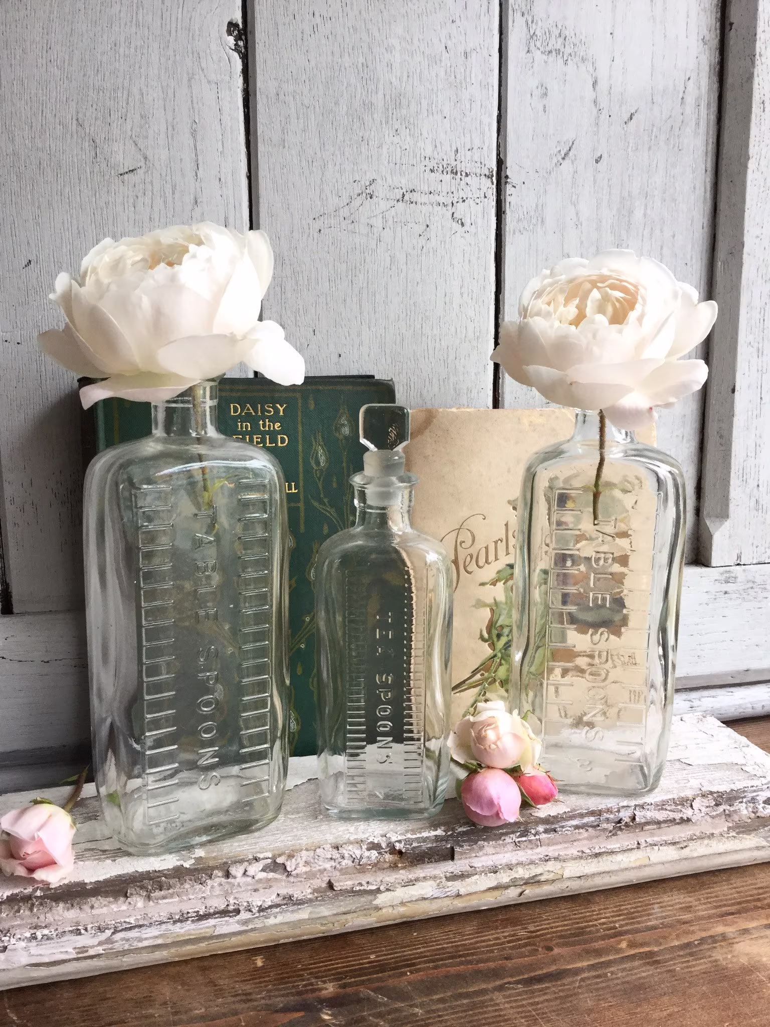 Trio Of Vintage Teaspoon Bottles Bud Vases