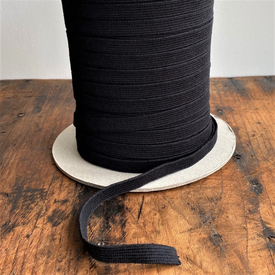 9.5mm Black Organic Gots Certified Cotton Elastic, 3/8