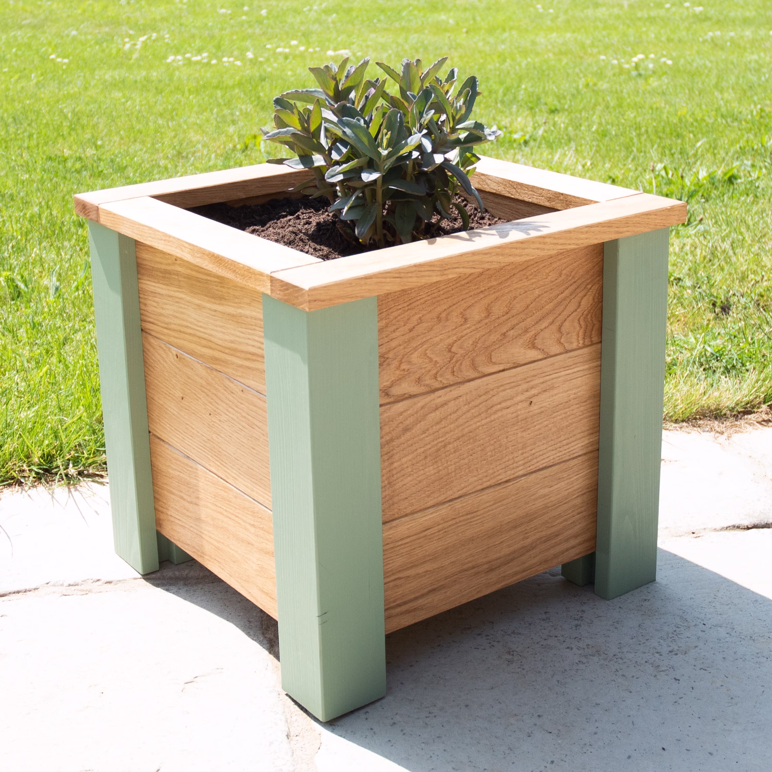 Handmade Solid Oak & Painted Garden Planter