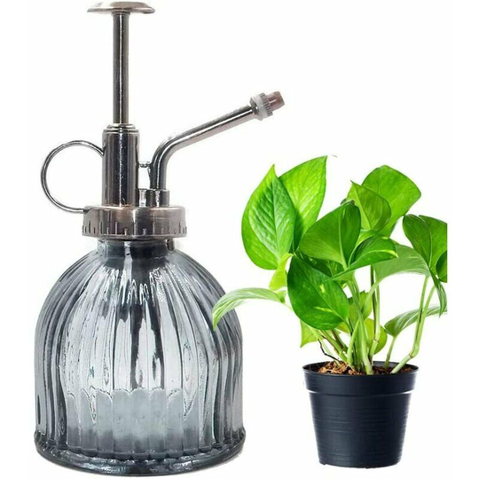 Glass Watering Sprayer, 200ML Glass Watering Can for Plants, Retro Watering Sprayer, Fogger with Top Pump, One-Handed Watering Can for Garden Plants