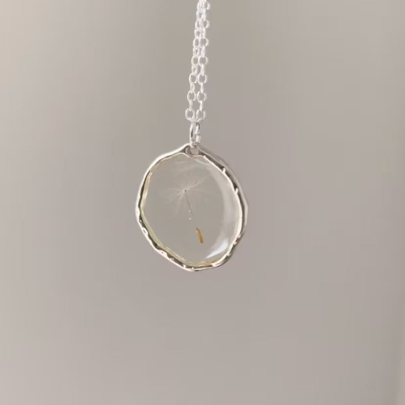 Dandelion Seed Necklace | Silver Real Pressed Flower Resin Jewellery Gifts For Her UK