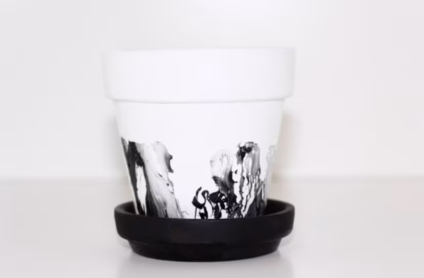 10 Inch Black Terracotta Planter Painted Only