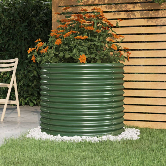 Asupermall - Garden Planter Powder-coated Steel 80x80x68 cm Green