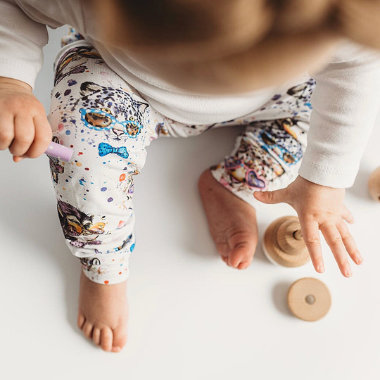 Organic Baby Leggings - Toddler Girls Animal Gift Pants Giraffe Leopard Monkey Funky