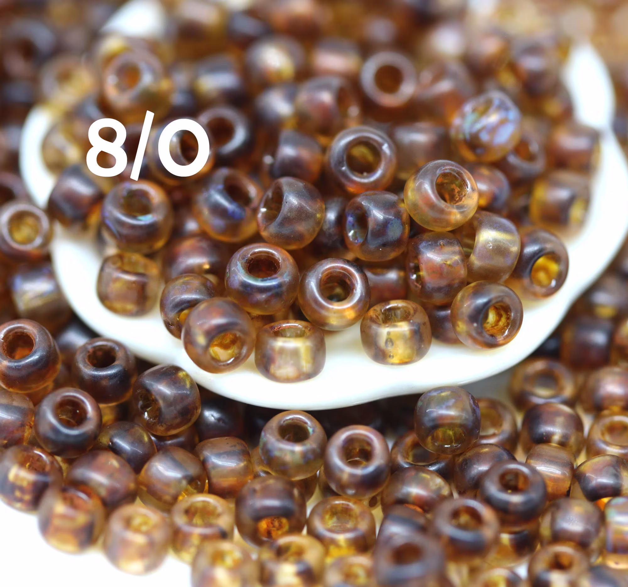 Picasso Brown Toho Seed Beads Size 8/0, Transparent Frosted Light Amethyst Y317F, Hybrid - 10G S088