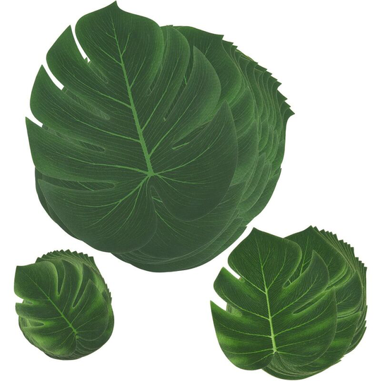 45 Pcs Tropical Palm Leaves Hawaiian Luau Party Decorations, Tropical Palm Leaves Simulation Artificial Leaf Decoration Home Hawaiian Luau Party