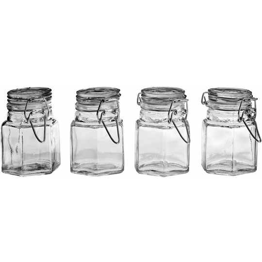 Premier Housewares - Glass and Clip Top Lids Spice Jars - Set of 4
