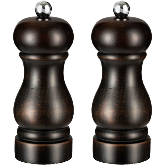 Fvbjd - Salt and Pepper Grinder Set,Manual Pepper Mills with Adjustable Coarseness, Refillable Spice Grinders 5 inch brown