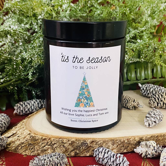 Personalised Tis The Season Christmas Candle Gift