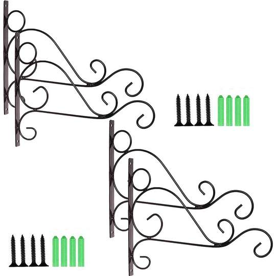 4PCS Metal Plant Bracket Iron Wall Mount Lanterns Hangers for Hanging Bird Feeders, Lanterns, Wind Chimes, Planters, Outdoor Decoration Hooks
