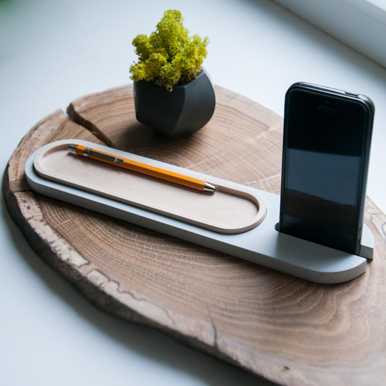Concrete Phone Holder Office Desk Accessories Coworker Gift Phone Stand Desk Organizer Tablet Gift For Him Boyfriend