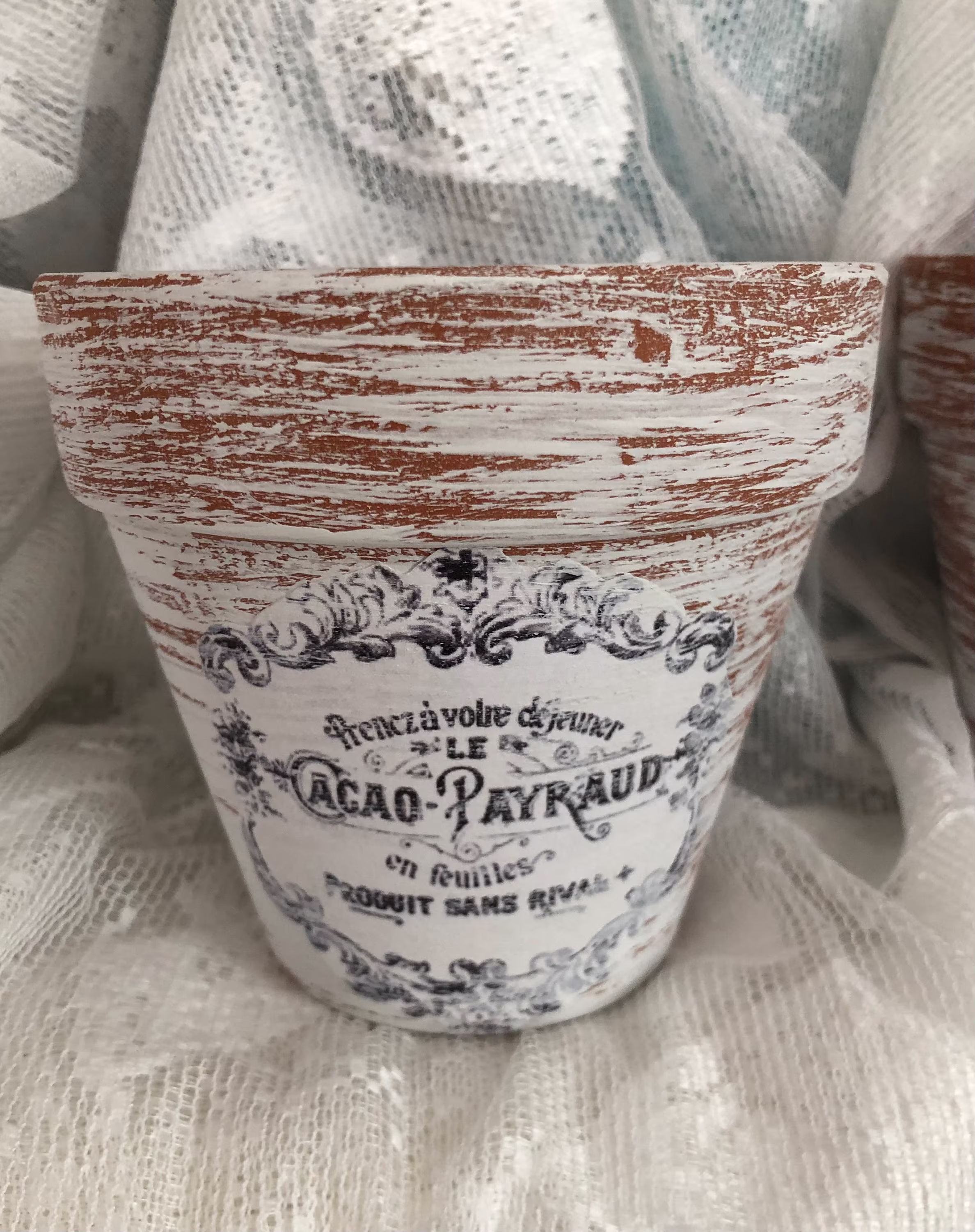 French Country Farmhouse, Chalk Paint Aged, 4 Or 6 Inch Clay Pot, Cacao Payraud