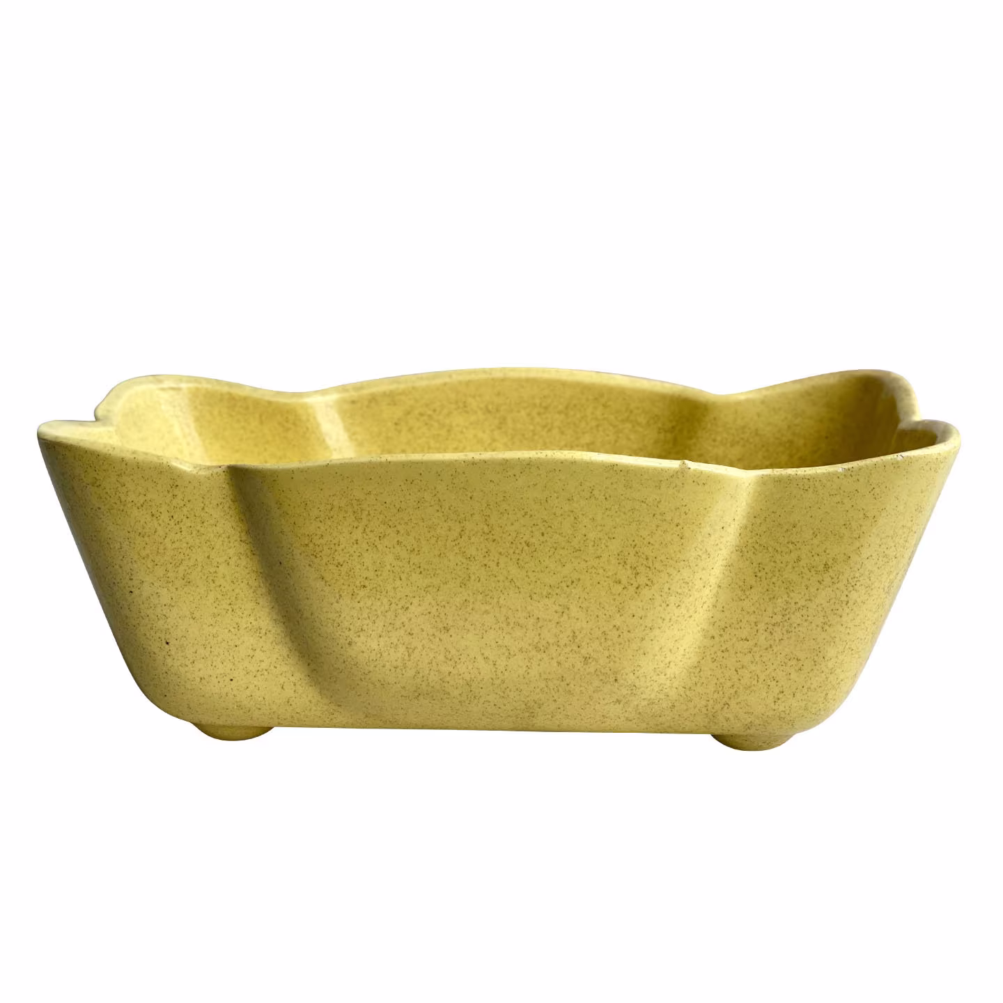 Vintage Boho Yellow Speckled Porcelain Indoor Bowtie Planter By Upco Pottery