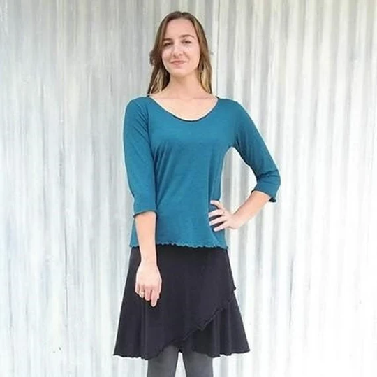 Organic Women's Blouse // Simple 3/4 Sleeve Lightweight Jersey Top Handmade in Michigan By Yana Dee Ethical Apparel