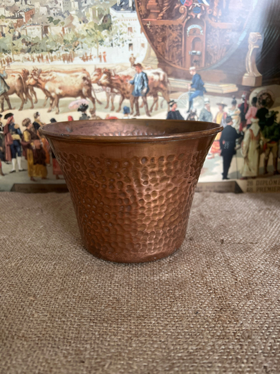 A Gorgeous Medium Size French Vintage Indoor Hammered Copper Planter Pot