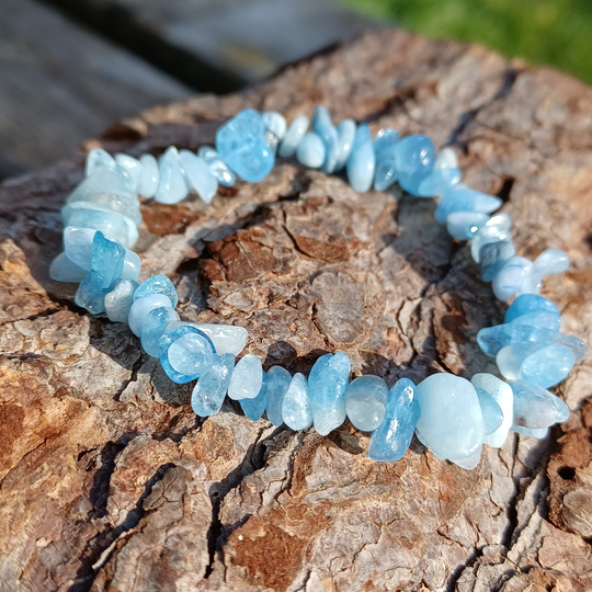 March Birthstone Aquamarine Gem Chip Bracelet