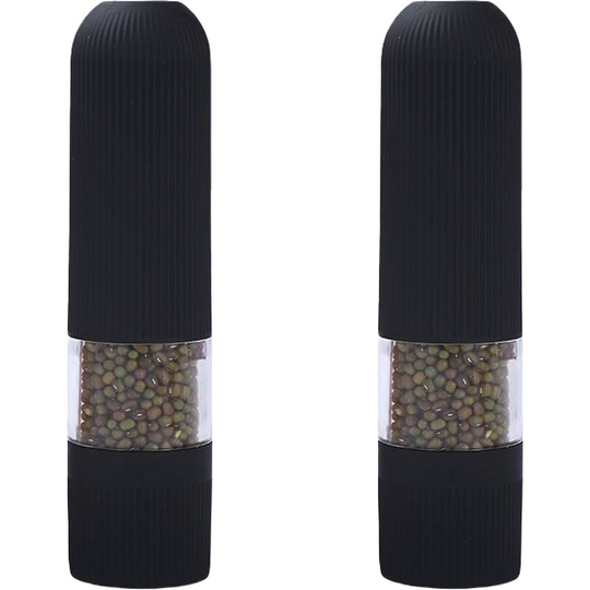 Electric Salt and Pepper Grinder Set - Battery Operated Handed Salt Pepper Mill with Bottom Cap black