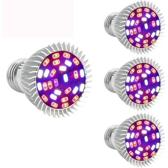 Plant Bulb E27 Plant Lamp 30W Full Spectrum Growth Indoor Garden Plant Lighting Hydroponic Lamp for Flower Plants [4 Pack]