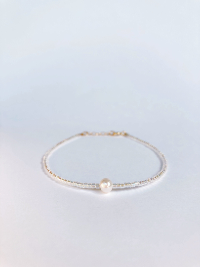 Pearl Seed Bead Bracelet, Freshwater Tiny Beaded Gift For Her