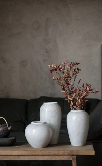 White Ceramic Vase With Mixed Texture | Vases For Flowers, Flower Pots, Textured, Stoneware, Rustic, Farmhouse, Boho, Ethnic