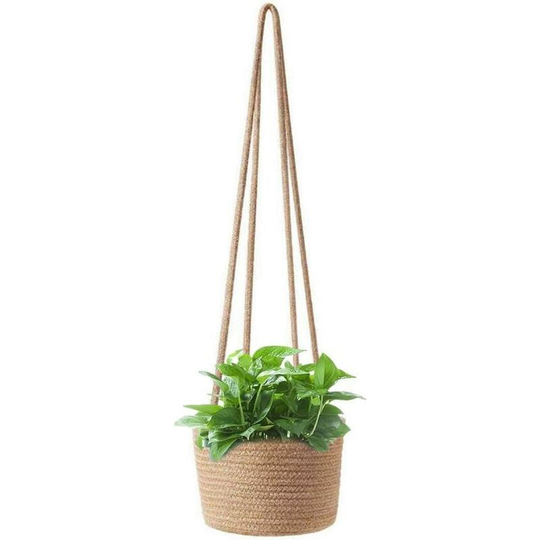 Garden Plant Cinkers Rope Suspending Planter Woven Planter Basket Decorative Basket Flower Pot Decorative for Home Decoration (Color: 02)