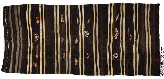 Narrow Organic Wool Kilim Rug, 5'4x11'5 Ft, Handmade Brown Vintage Rug Kilim, Turkish Rug, Primitive Entryway Rug, 4016